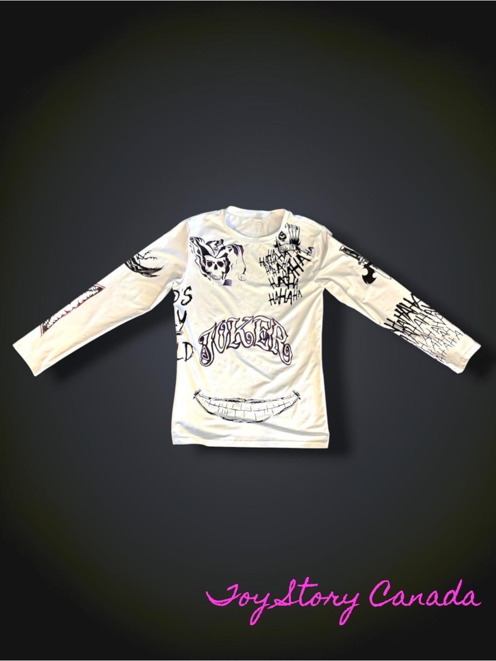 White 'Joker' Graphic Long Sleeve Shirt - Medium (fits like a S/XS)
